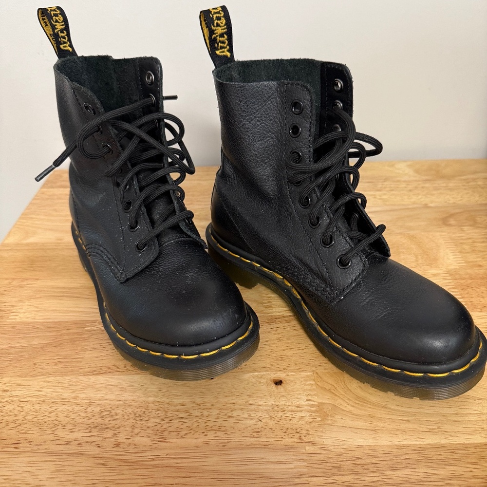 Dr. Martens Combat Pascal Womens Black Soft Leather Boots US Size 5 UK 3 EU 36